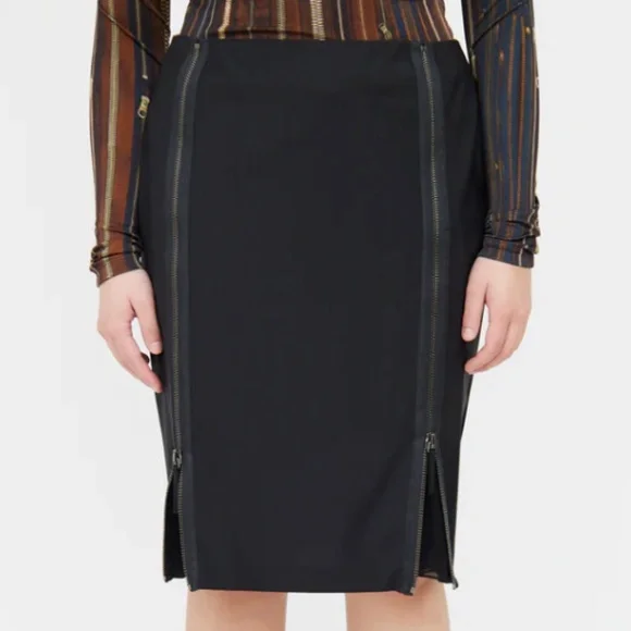 Jean Paul Gaultier | Wool Skirt with Zipped Silk Panels NWOT | Size 6 - Picture 1 of 4